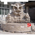 stone animal statue wall fountain with eagle,fish and baby